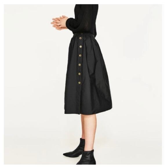 Zara NWOT Black and Brown Reversible Side Button Skirt Size S *FLAWED* - Picture 1 of 10